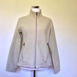 REI Co-op Fleece Zip Up Sweater Jacket Size Small in ivory Cream Beige